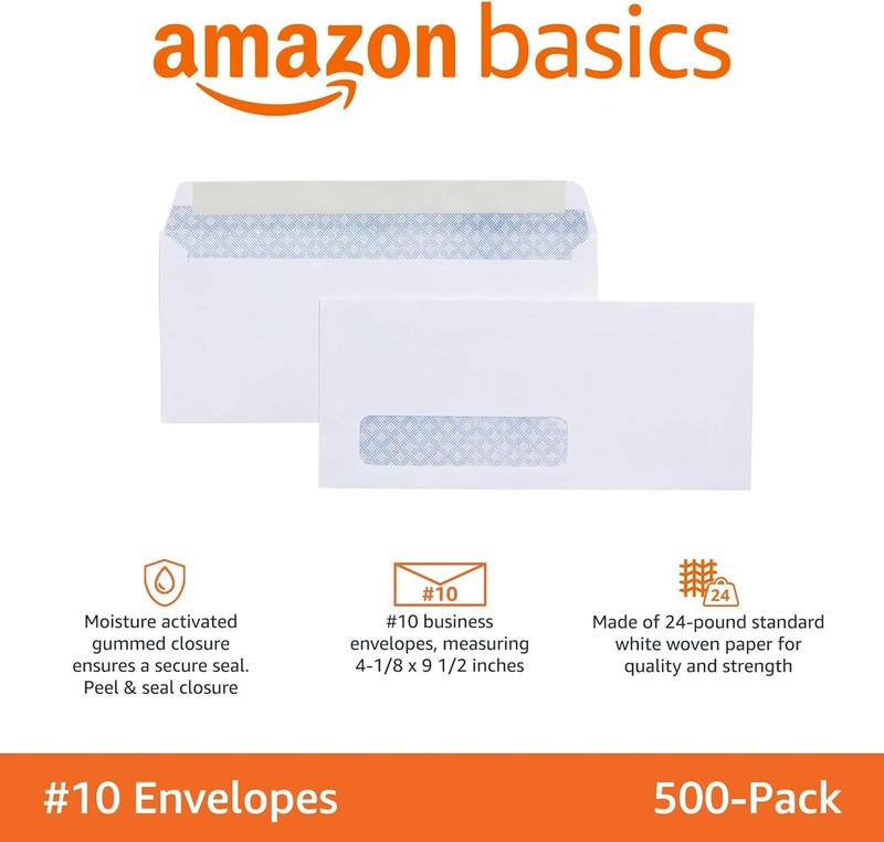 500-Pack Security-Tinted Self-Seal Business Envelopes with Left Window, White gallery