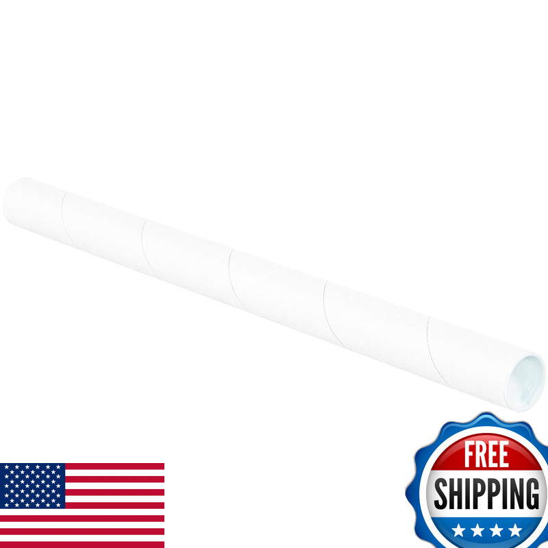Box Usa Usa Bp1536W Mailing Tubes Caps 1-1/2 X 36 White Pack Of 50