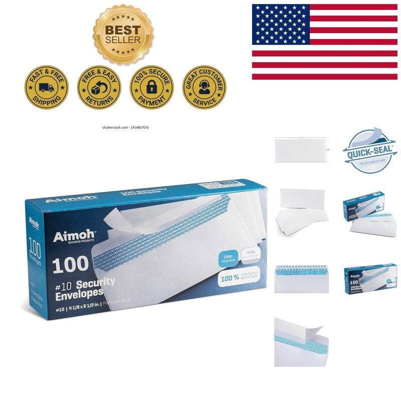 Security Tint Self-Seal Envelopes | 100 Pack, Ideal for Sensitive Mail