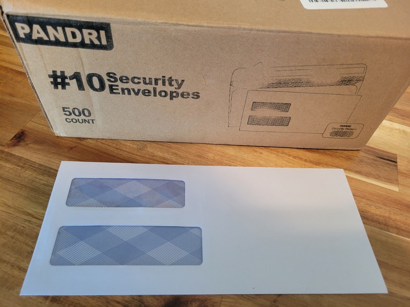 Box Of 500 #10 double Window Envelopes Peel & Seal