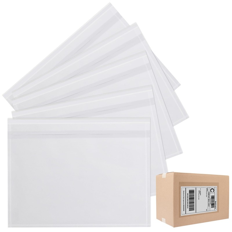L LIKED 100 PCS 7.5” x 5.5” Packing List Envelopes, Clear 100 PCS, clear
