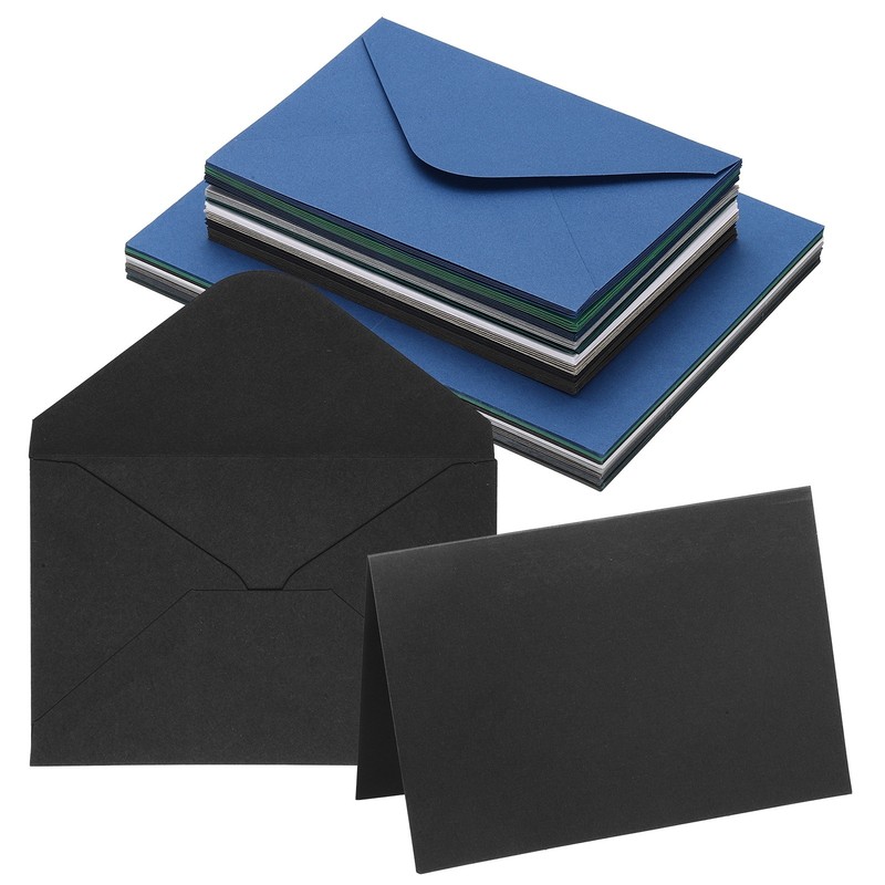 50Sets 4 x 6" Blank Greeting Cards and Envelopes, Right Angles Cards, 10 Colors