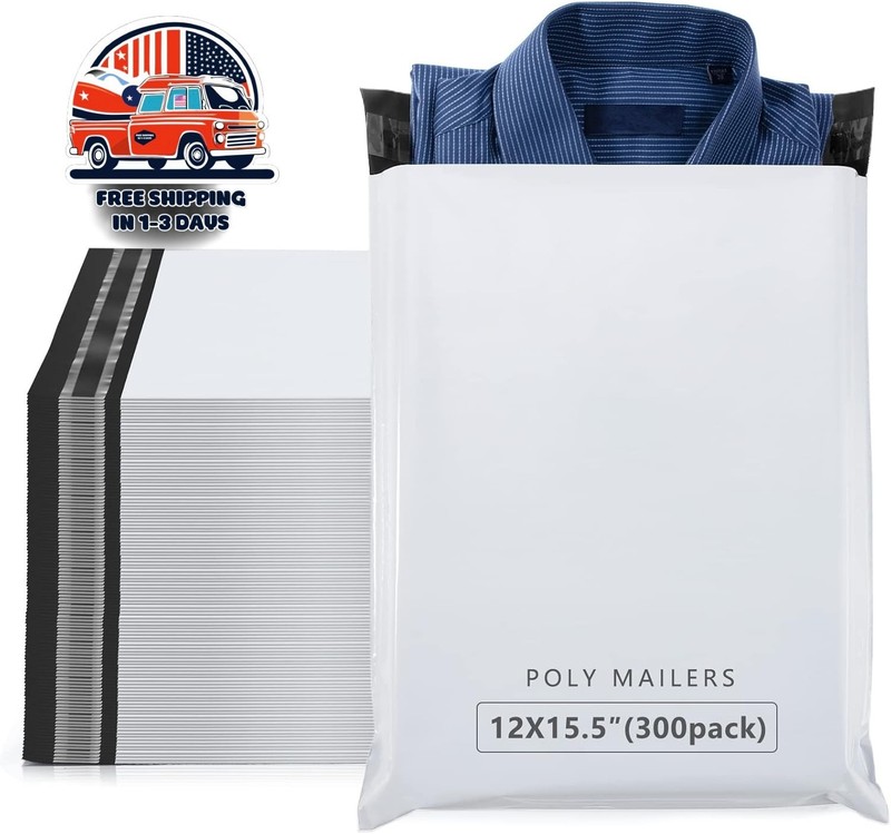 300 Unidades De Sobres De Polietileno Blancos De 12 X 15,5 Bolsas De Envio Con