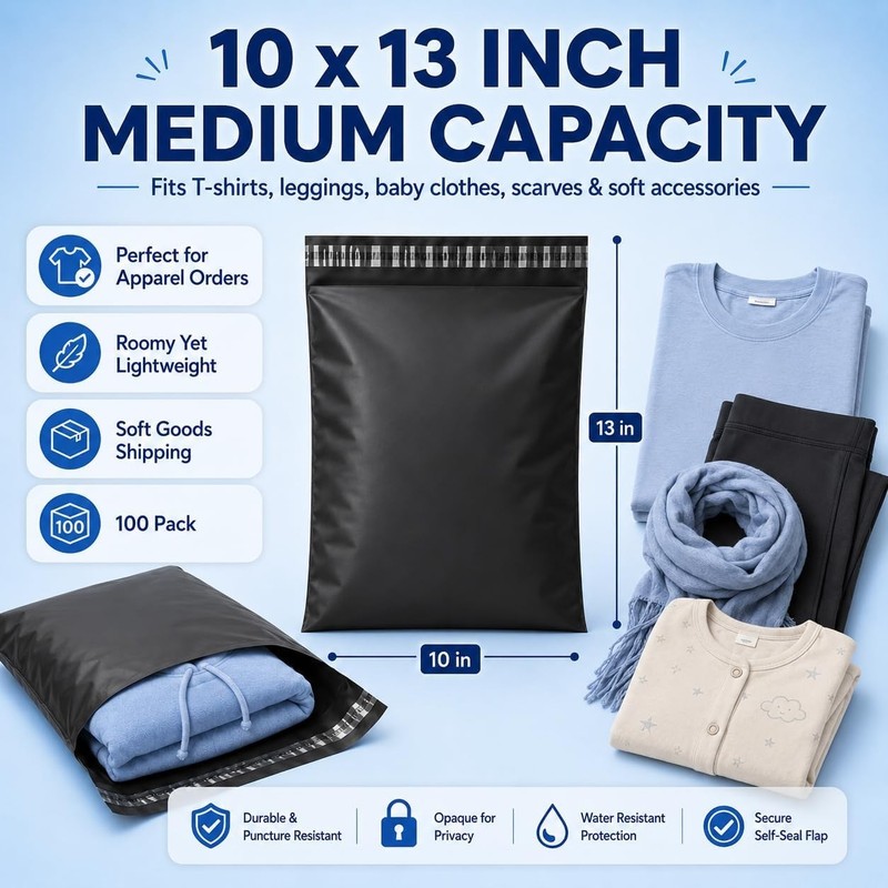 Self-Sealing 10x13 Poly Mailers - 50 Waterproof Shipping Bags for Small Business gallery