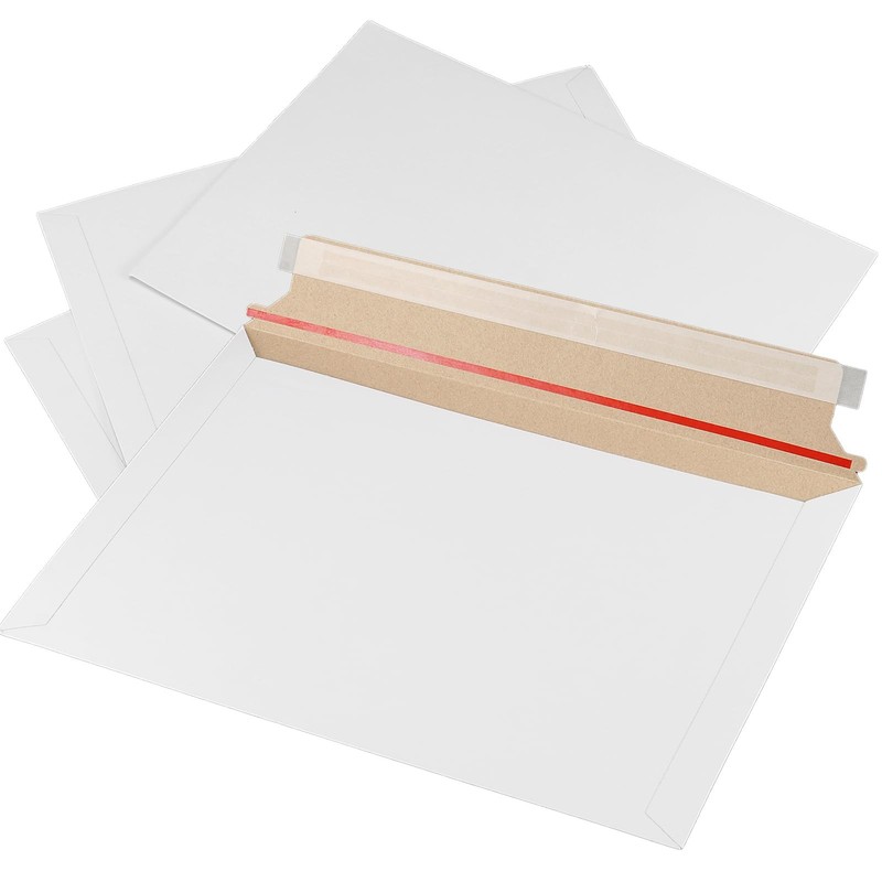 100 Pack 12.7×9 Inch White Rigid Mailers SelfSeal Stay Flat Cardboard