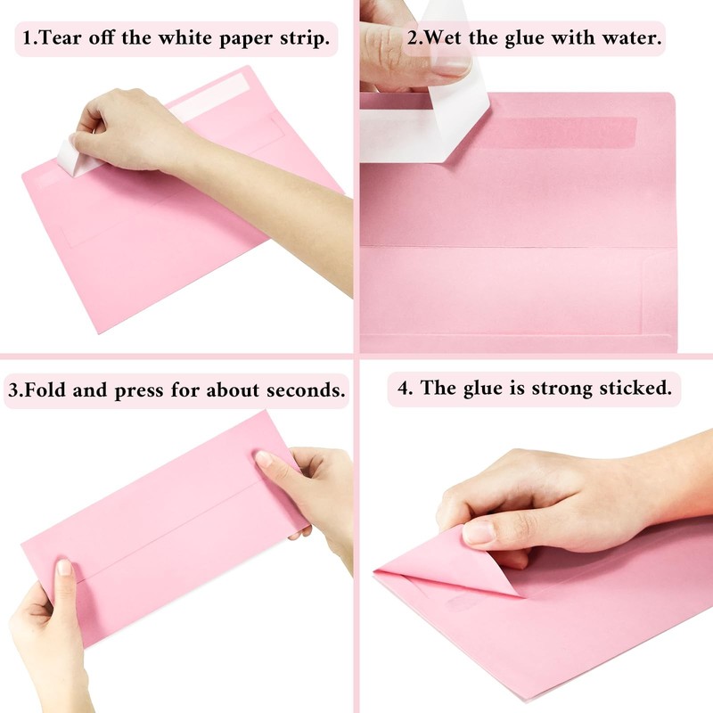 LIKAJON 50 Pack #10 Business Envelopes, Pink Standard Envelopes Self Seal, Le... gallery