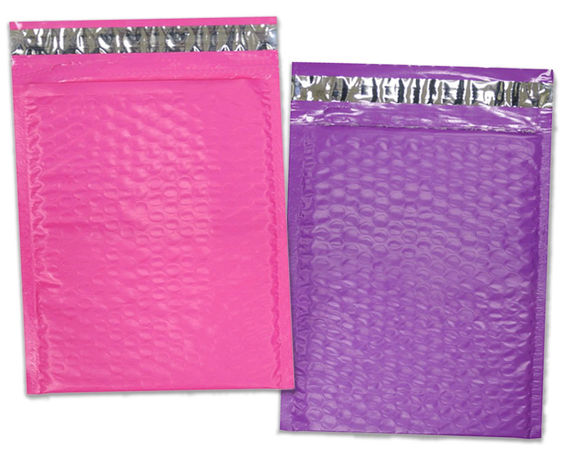 30 Pack 4x8, 6x10", 8.5x12, 10x15 Hot Pink, Yellow, Purple Poly Bubble Mailers gallery