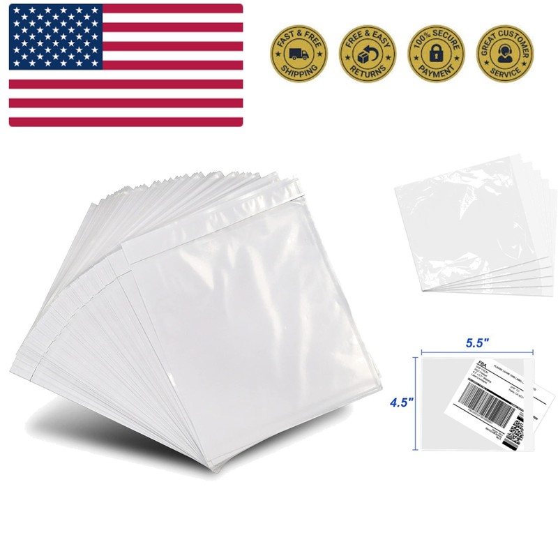 4.5″ x 5.5″ Clear Adhesive Top Loading Packing List/Shipping Label Envelopes …