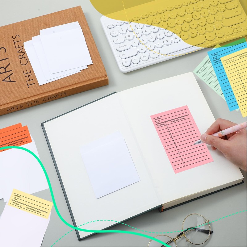 500 PCS Library Card Pockets Self Adhesive Due Date Cards White Envelope gallery