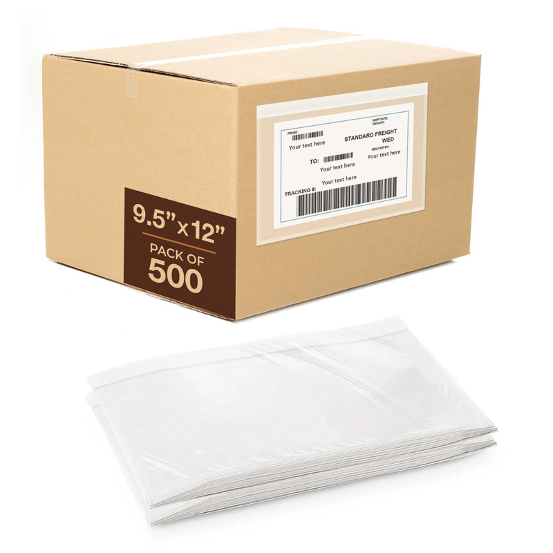 Flextribe Label Sleeves - 3.12 Mil Thick 500 Pack 9.5 X 12 Strong Adhesive Back