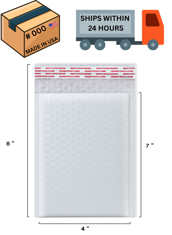 4×8 50PCS #000 Poly Bubble Mailers Self Seal Padded Envelopes Shipping Bags