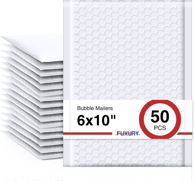 100 Pack White Bubble Mailers 6×10″ Self-Seal Padded Envelopes for Small Items