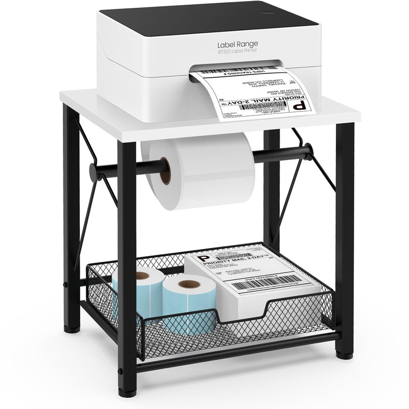 ELITEROO Label Holder for Rolls and Fanfold 11.8 x 8.2 x 12.3 inches, White