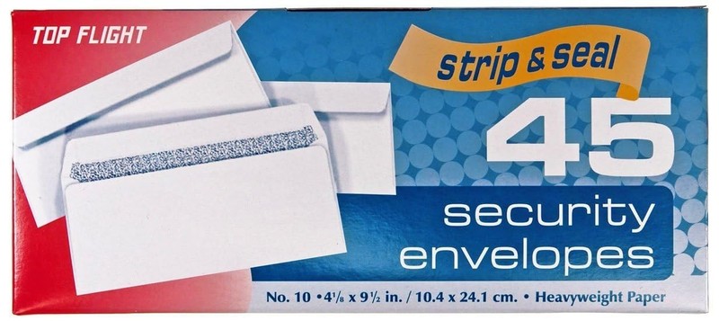 Number 10 Boxed Security Envelopes, Strip and Seal Closure, 4 1/8 x 9 1/2 Inc…