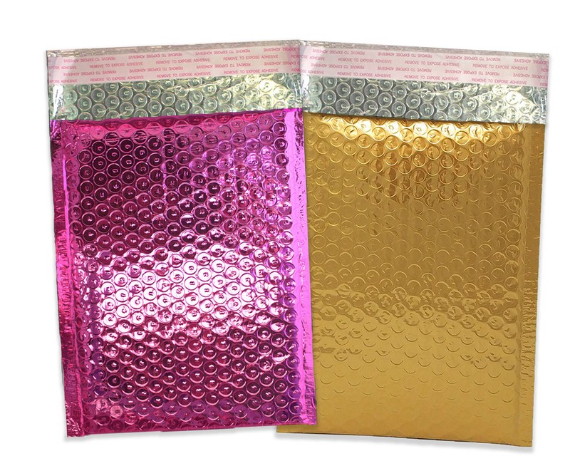 6×10 Pink Metallic, Bronze Gold METALLIC BUBBLE MAILERS, Padded Envelope Pack