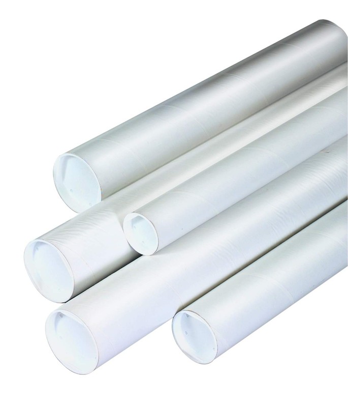 Box Usa Usa Bp1518W Mailing Tubes Caps 1-1/2 X 18 White Pack Of 50 gallery