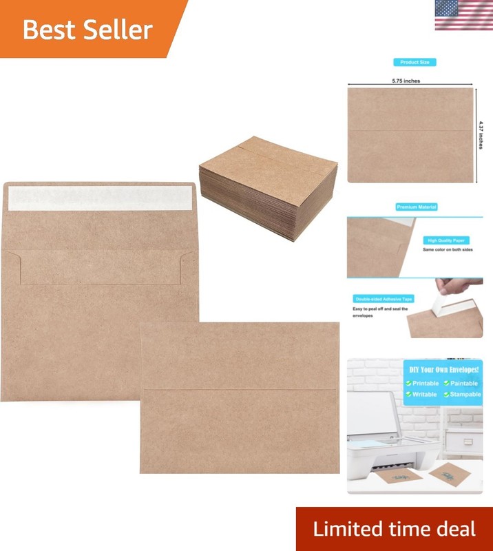 Versatile 100 Pack A2 Envelopes – Self-Sealing Kraft for Invitations & Photos