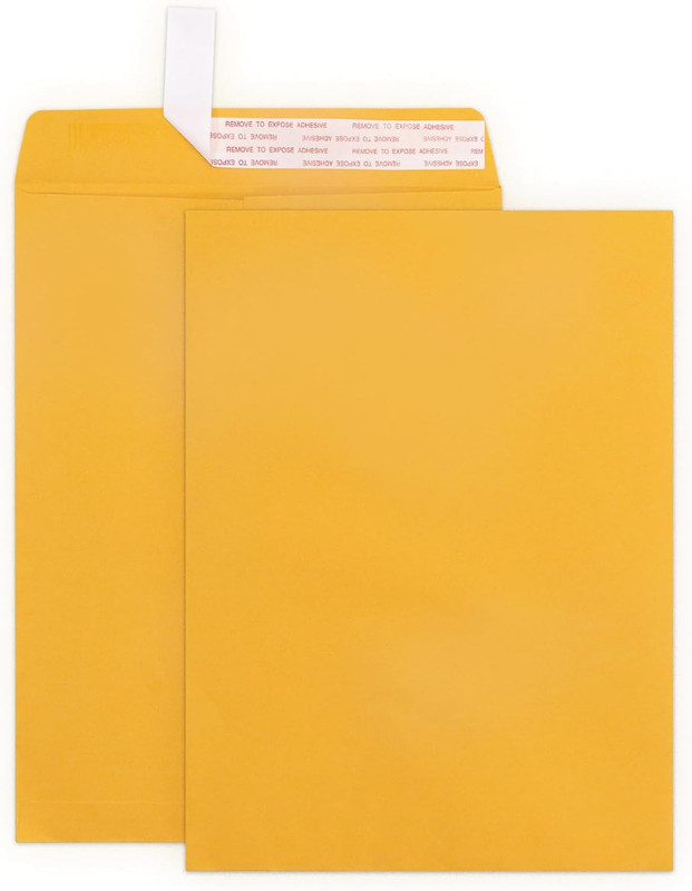 25 Pack 9X12 Manilla Envelopes Self Seal, 100 GSM Brown Kraft Large Envelopes fo
