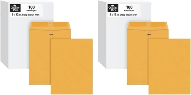 9" x 12" Clasp Envelopes, Brown Kraft, Gummed Flap, 100/Box Pack of 2 gallery