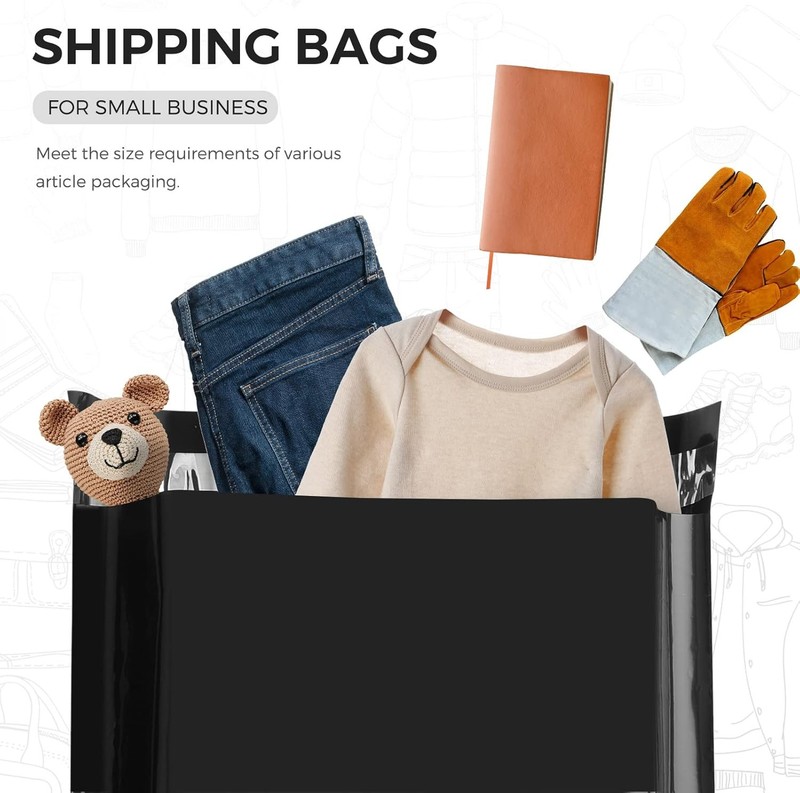 00 - 14.5x19" Black POLY MAILERS ENVELOPES BAGS 9 x 12 - 2 MIL Adhesive, Waterp gallery