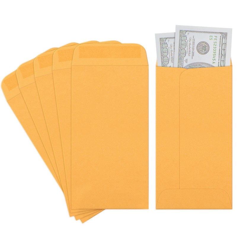 Brown Kraft #7 Coin Envelopes Gummed Flap Perfect for Seeds Cash Small Items