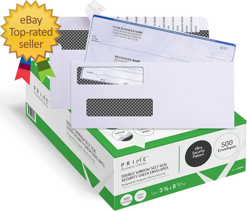 500 Self Seal Quickbooks Double Window Security Check Envelopes for Business Las