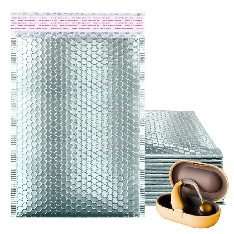 ABC Ice Blue Metallic Bubble Mailers, 9.5 x 13.5 Inches. 25 Pack Bubble Maile…