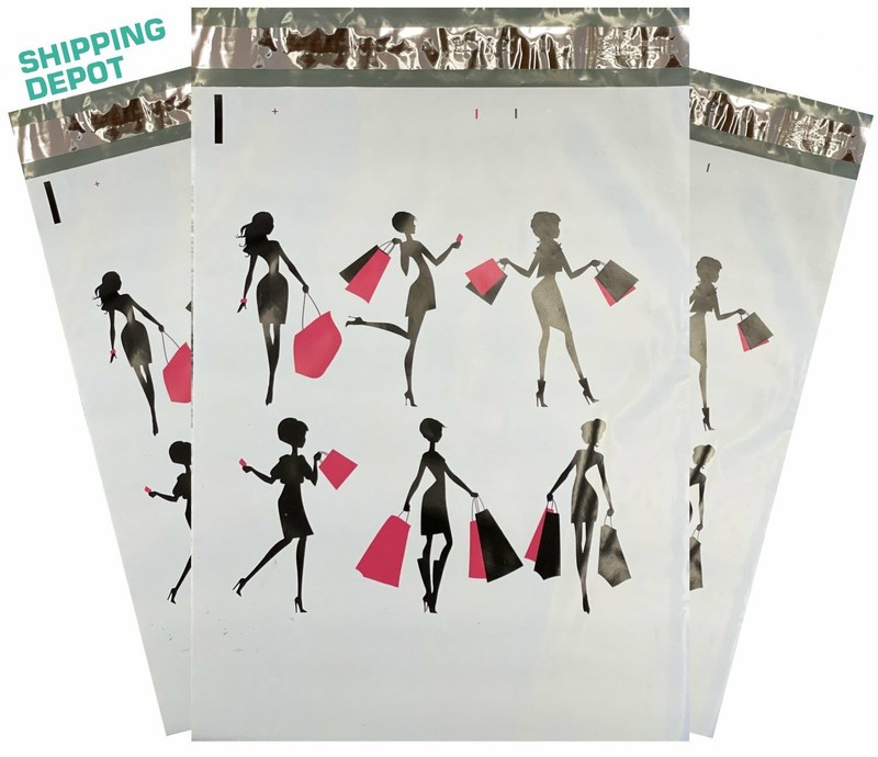 200 Custom Design 10×13 Poly Mailers Cute Shopping Pink Black Envelope Mailers