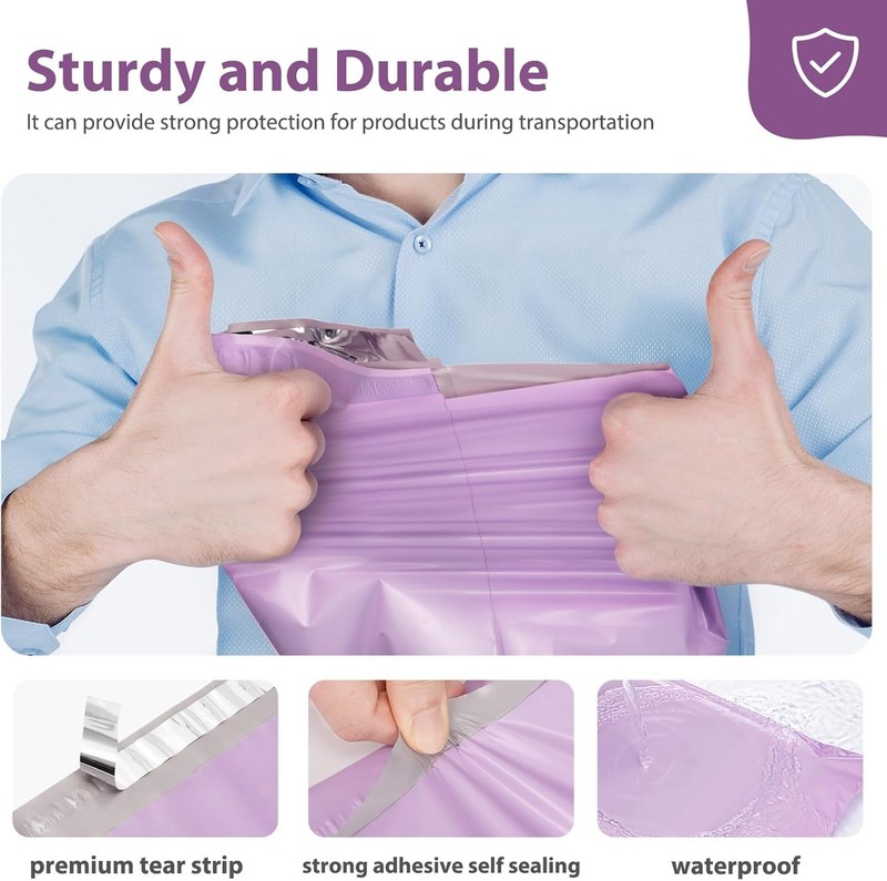 50 Light Purple 12x15.5 Poly Mailers - Waterproof Heavy Duty Shipping Bags gallery