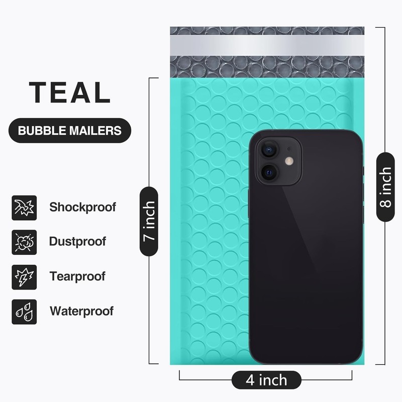 Bubble Mailers 4x8 Inch Teal 50 Pack Usable Size 4x7 Inch Poly Padded Envelop... gallery