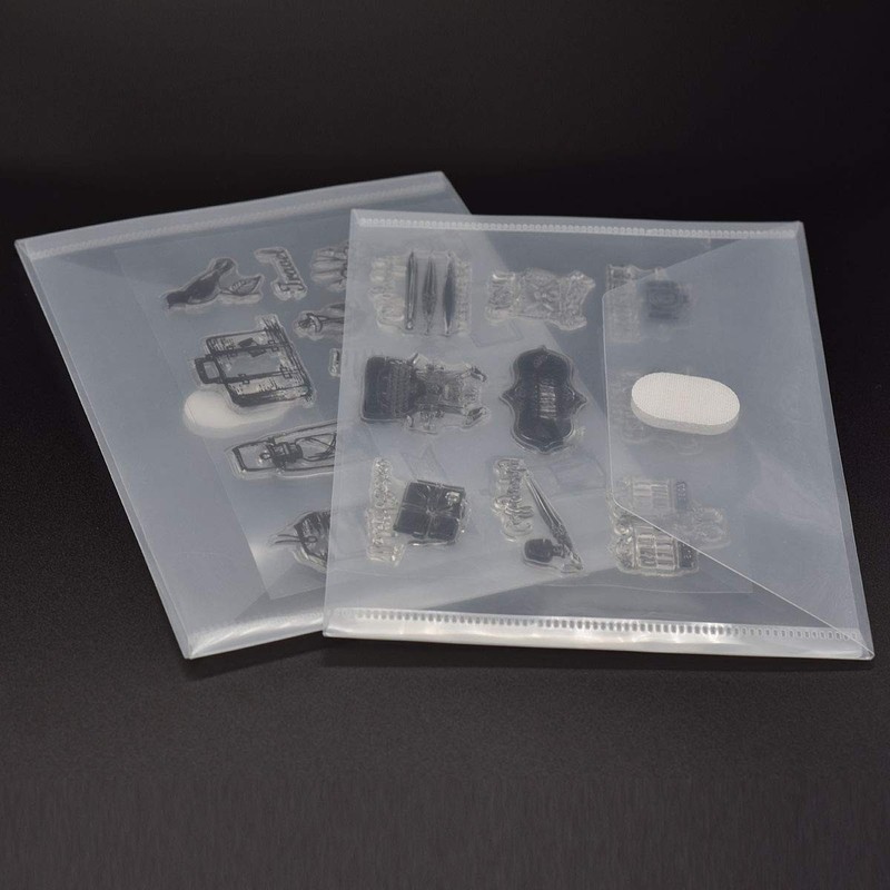 PLESIU Tatane 12 Packs Clear Plastic Small Envelope with Hook & Loop Closure 5 x gallery