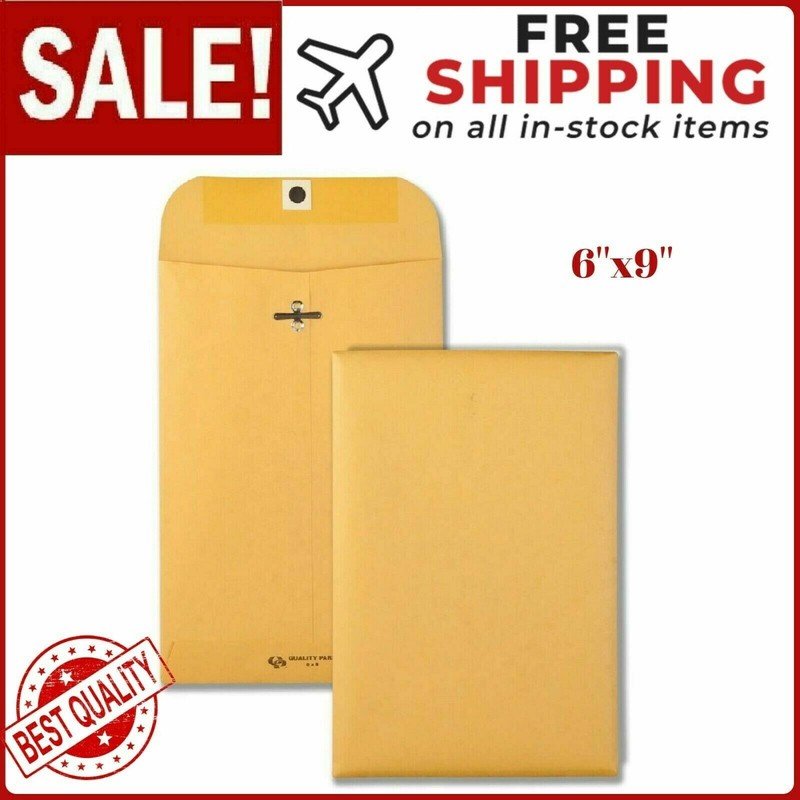 100 Pcs CLASP ENVELOPES 6×9 28lb Kraft Shipping Mailing Gummed Business Manila