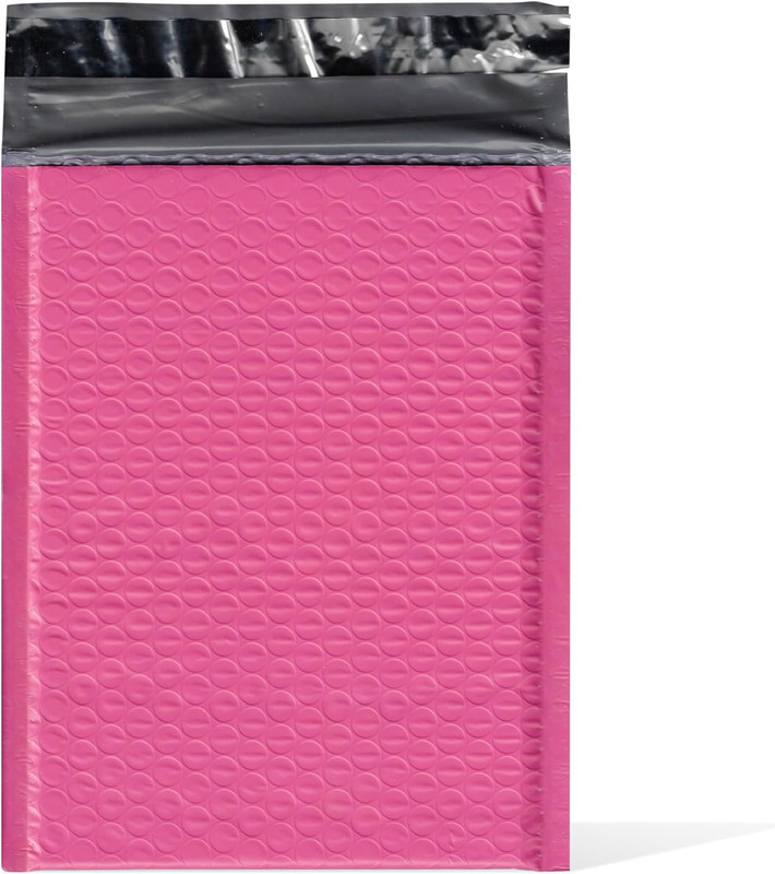 50 #0 Glamor Metallic Pink Poly Bubble Mailers Envelopes Bags 6X10 DVD Wide CD