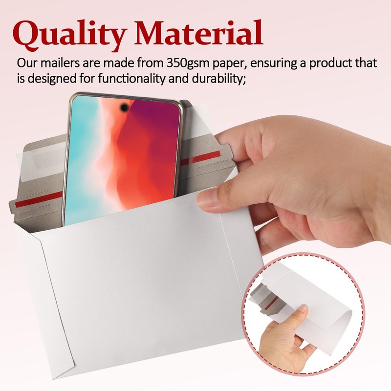 100 Pack Rigid Mailers 4.5x6.5 Inch Self Seal Document Mailers, Protective Fl... gallery