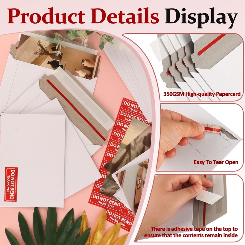 100 Pack Rigid Mailers 4.5x6.5 Inch Self Seal Document Mailers, Protective Fl... gallery