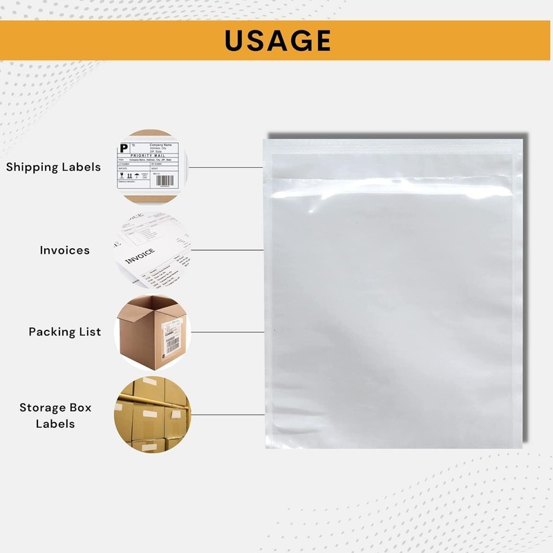 100 Pack 7"x10" Shipping Label Sleeves - Packing Slip Envelope Pouches with S... gallery