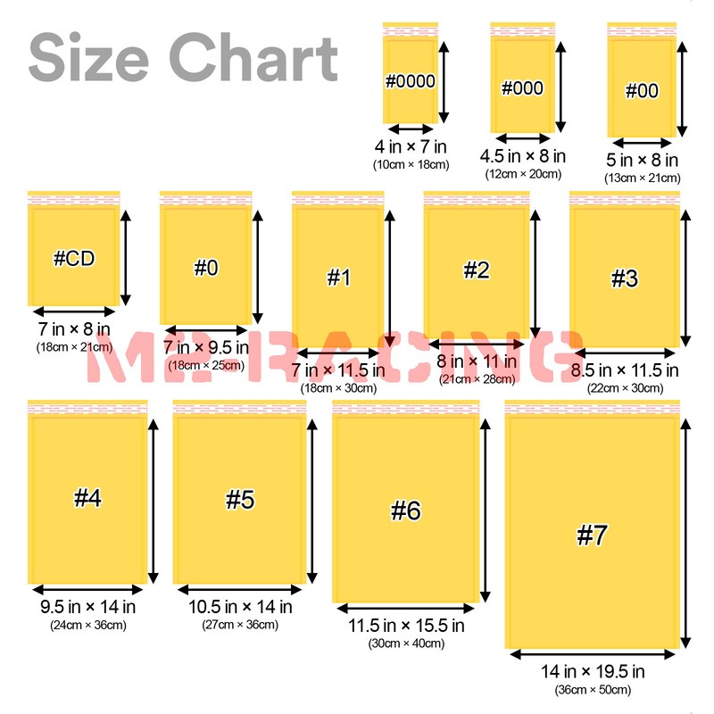 #000 4.5"x8" (12cmx20cm) Yellow Kraft Bubble Mailer Mailing Shiping Envelope Bag gallery