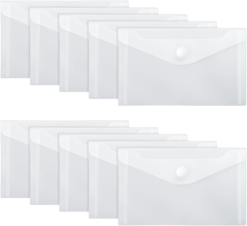 10pc Clear Plastic Envelopes 3×5 Snap Closure Stamp Die Sticker Receipt Storage