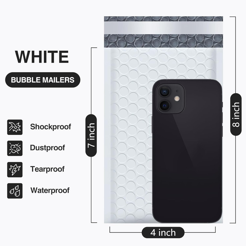 Bubble Mailers 4X8 Inch White 100 Pack Poly Padded Envelopes Small Business Mail gallery