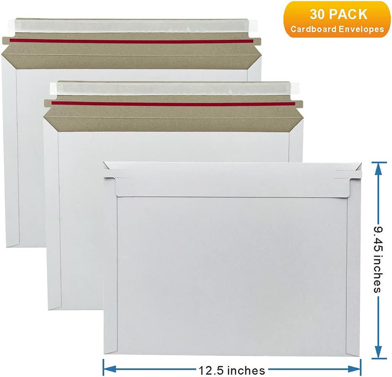 30 Pack White Rigid Mailers 12.5X9.45 Inches - Can Keep Flat Kraft Cardboard Mai gallery