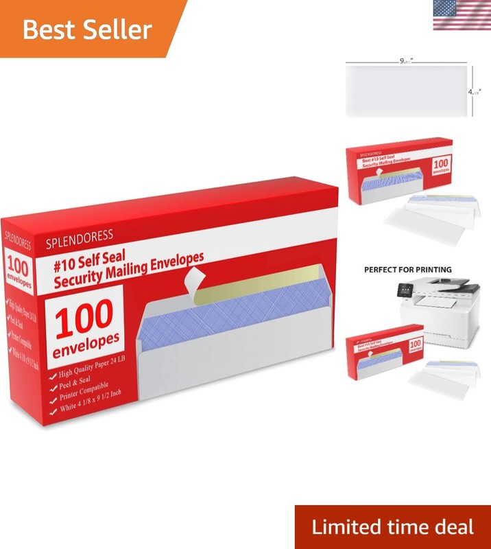 Self-Sealing Business Envelopes – Pack of 100, 4-1/8 x 9-1/2 for Secure Mailing