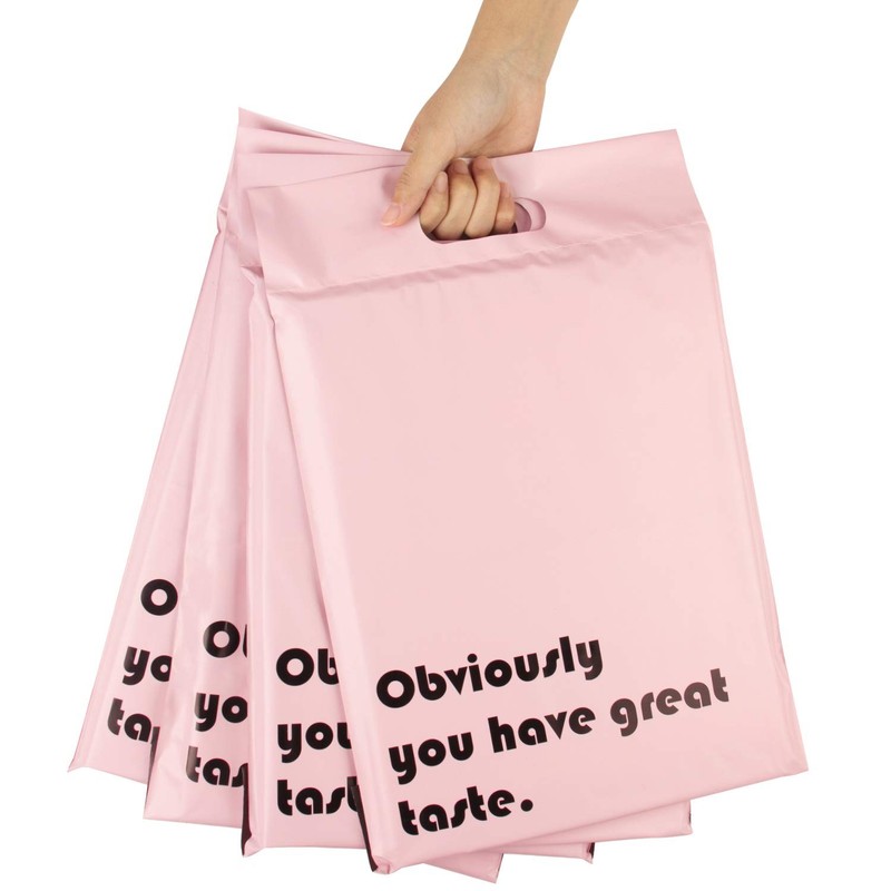 Poly Mailers 10×13 Inch Pink with Build-in Handle Shipping Bags 3 Mil Pretty …