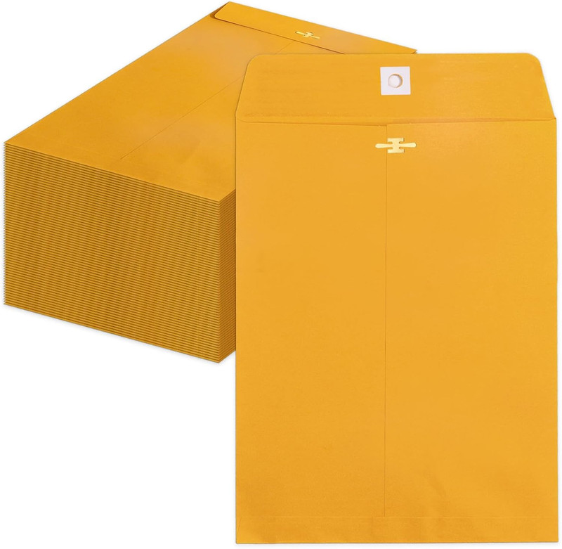 10×13 Clasp Envelopes 100 Pack Brown Manilla with Gummed Seal