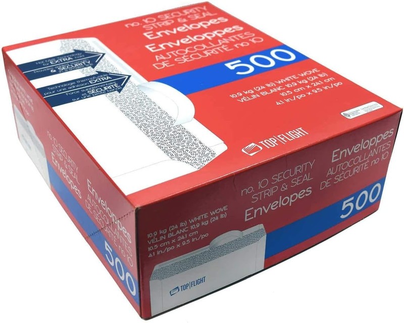 Self-Sealing #10 Envelopes with Security Tint - 24 lb, 500 Count for Mailing gallery