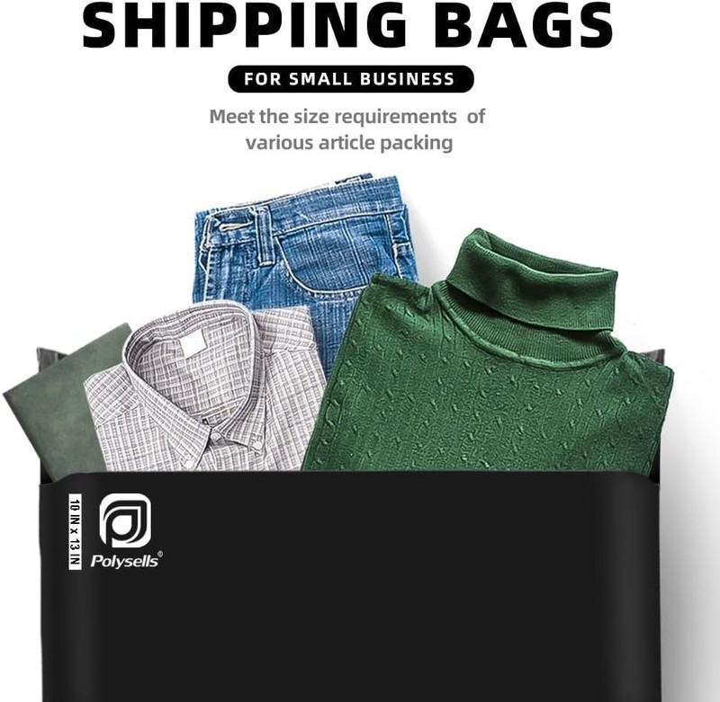 100 Pcs 10x13 Inch Black Poly Mailers - Waterproof Shipping Envelopes, Self-Seal gallery