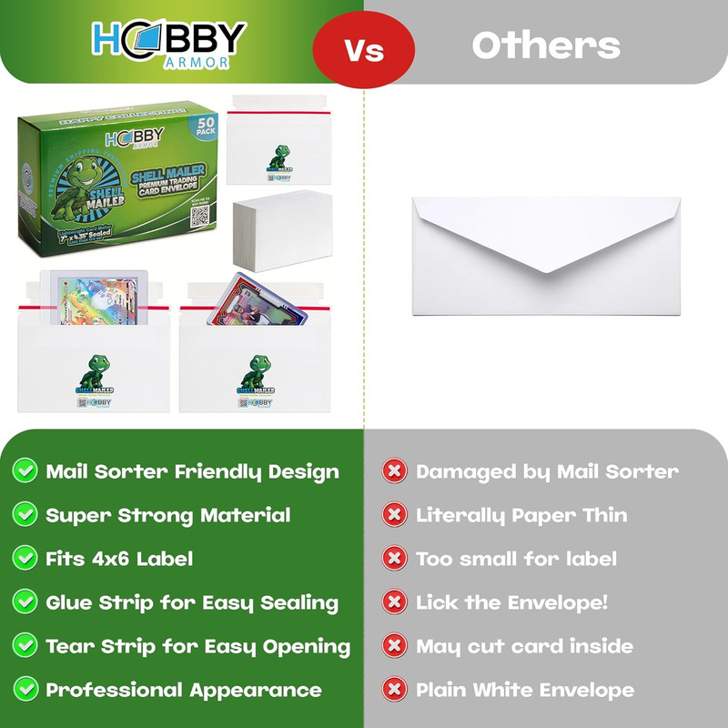 50 Pack Shell Mailer Trading Card Envelopes by , 7" x 4.35" Trading Card Mailers gallery