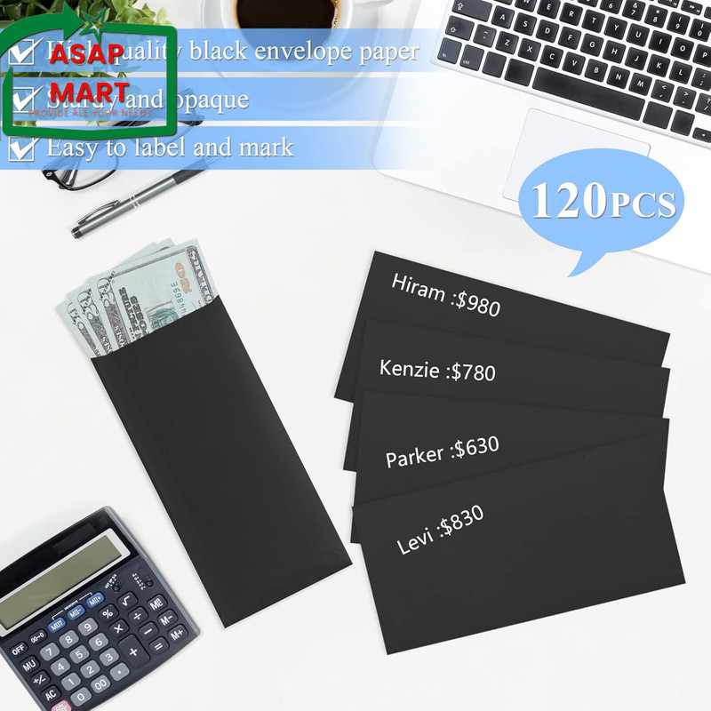 Cash Envelopes -120 Envelopes Money Saving Challenge, 3.2X6.6Inch Black Money En gallery