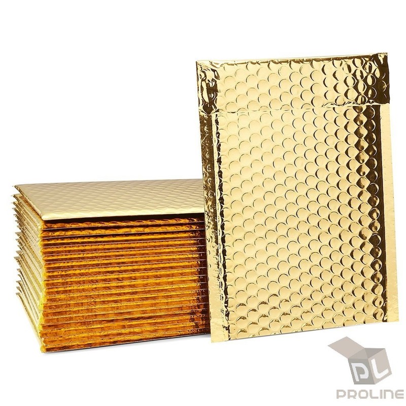 50 #0 Glamour Metallic Gold Poly Bubble Mailers Envelopes Bags 6×10 DVD Wide CD