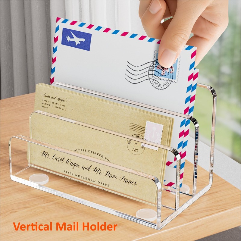 FUCDTEFC Mail Organizer Countertop, 3 Section Clear 3 Clear, gallery