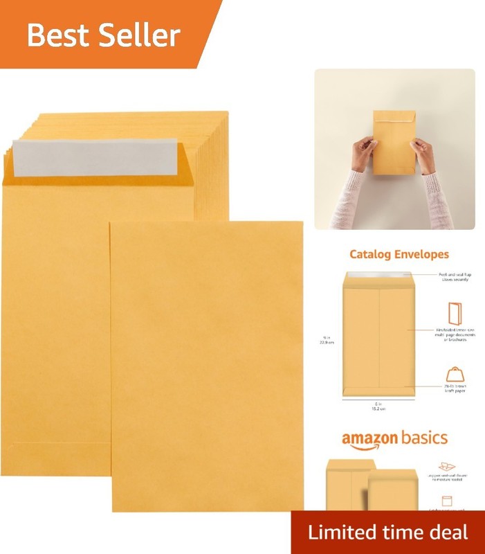 Brown Kraft Self Seal Catalog Envelopes 6×9 Inch 100 Pack for Business